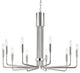 Brigitte 10 Light Large Pendant in Polished Nickel