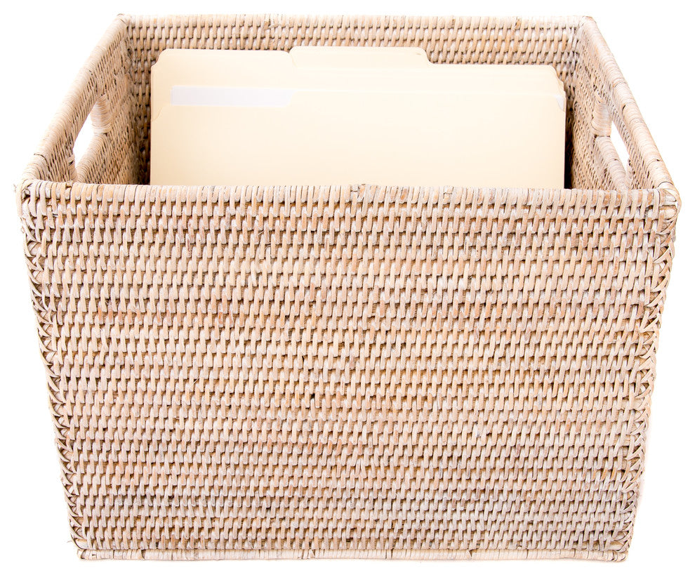 Artifacts Rattan Storage Box Letter File Organizer, White Wash