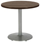 KFI Mode 30" Round Breakroom Table with Teak Round Silver Base Counter Height
