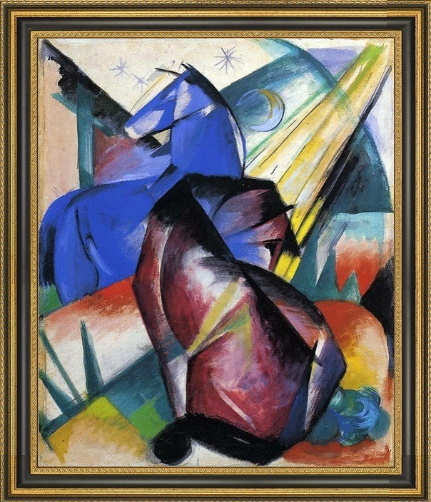 Franz Marc Two Horses  Red and Blue - 20" x 25" Framed Premium Canvas Print