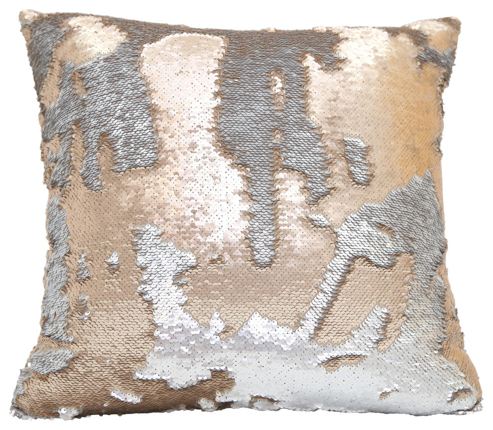 Angelo Sequin Pillow, Gold and Silver, 20"x20"