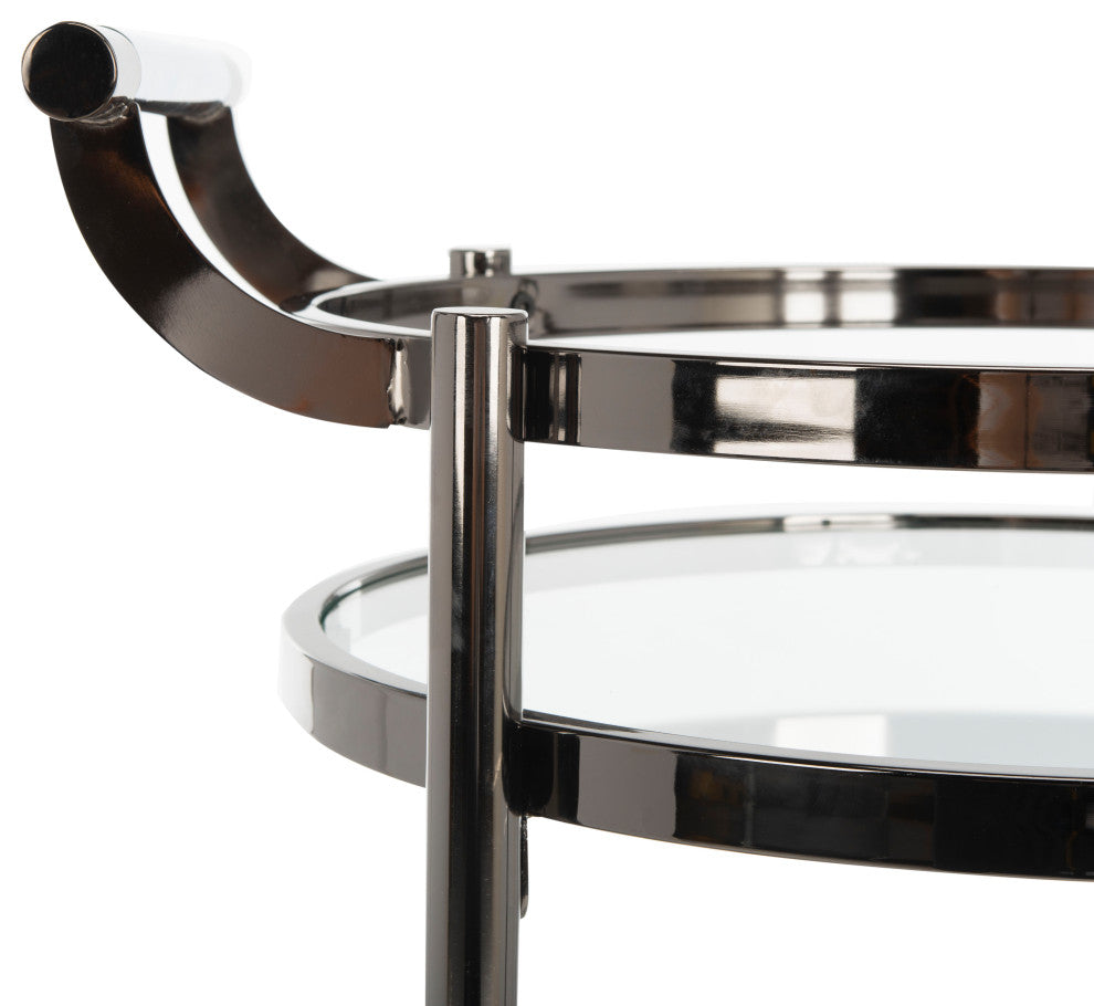Safavieh Sienna 2 Tier Round Bar Cart, Black Nickel