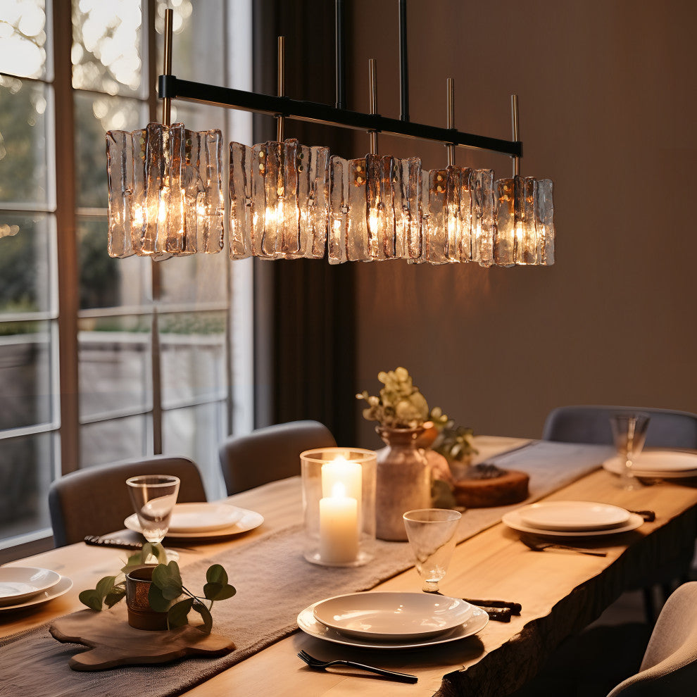 LNC Tucana Polished Gold and Matte Black Modern Kitchen Island Light, 5 Light