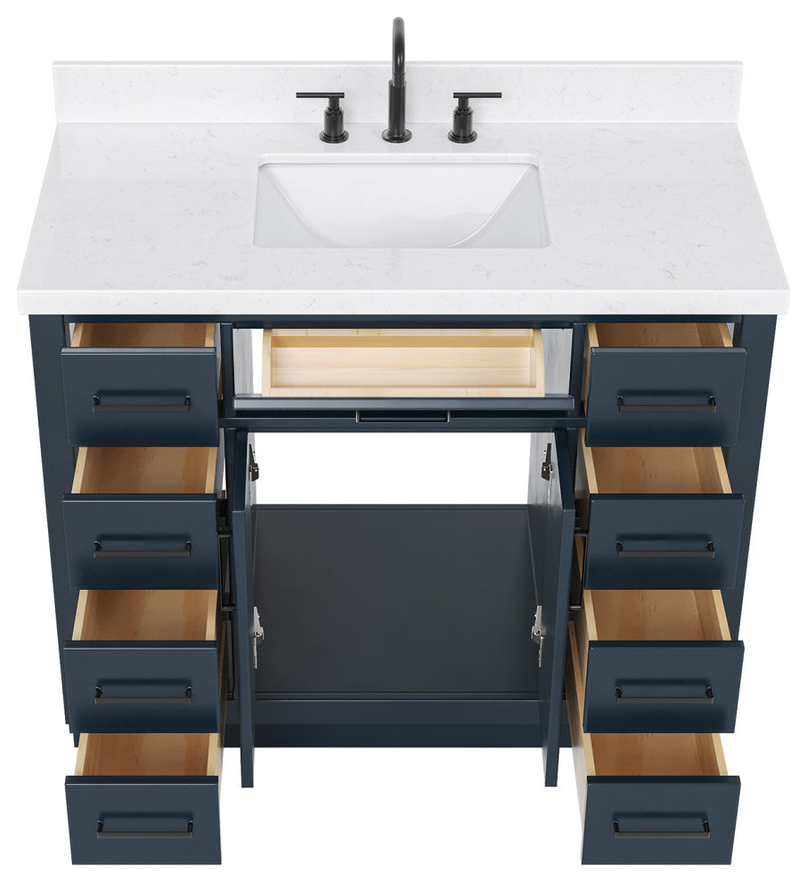 Ariel Hepburn 42" Single Rectangle Sink Vanity, Carrara Quartz