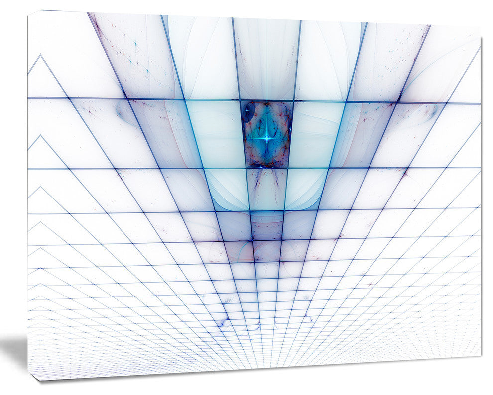 Light Blue Laser Protective Grids, Abstract Canvas Art Print, 40x30