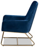Sennet Glam and Luxe Navy Blue Velvet Fabric Upholstered Gold Finished Armchair