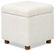 Jacob 18" Storage Cube Ottoman, Ivory White Boucle