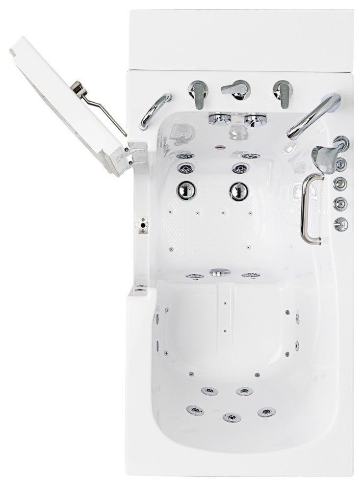 Ella Monaco 32"x52" Acrylic Walk-In-Bathtub, Outswing Door, 5 Piece Faucet