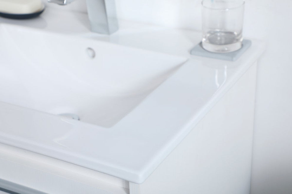 24" Single Bathroom Floating Vanity, White