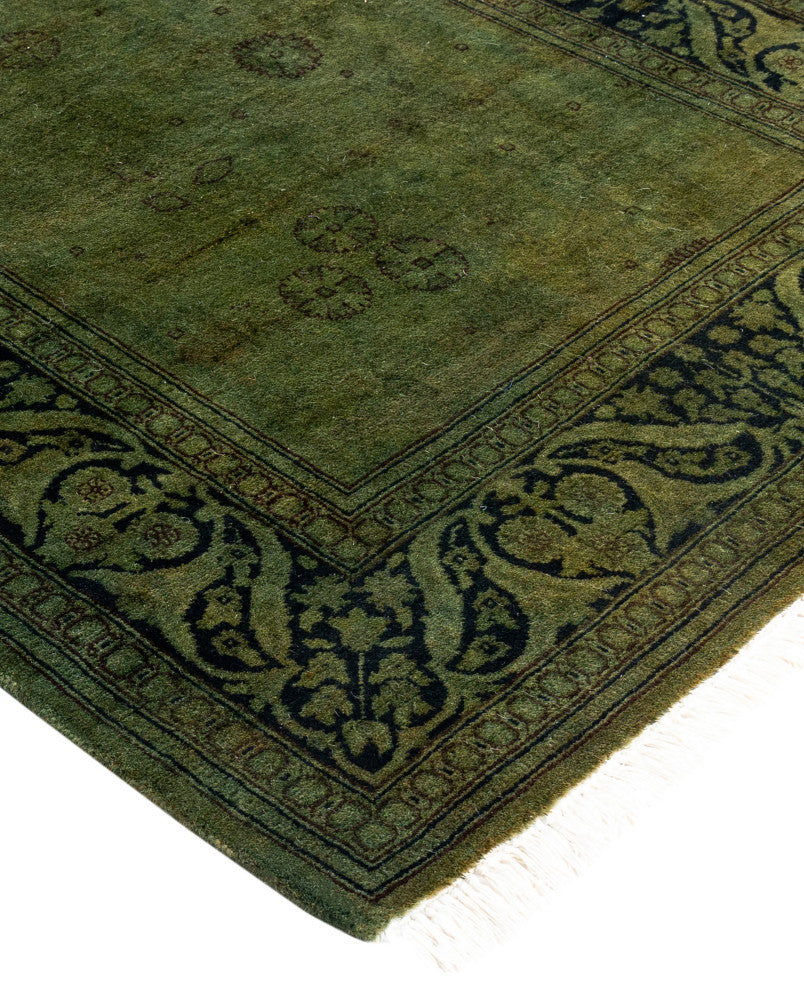 Overdyed One-of-a-Kind Hand-Knotted Area Rug Green, 2' 8" x 8' 8"