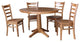 36" Round Extension Dining Table With Emily Chairs, Distressed Oak, 5 Piece