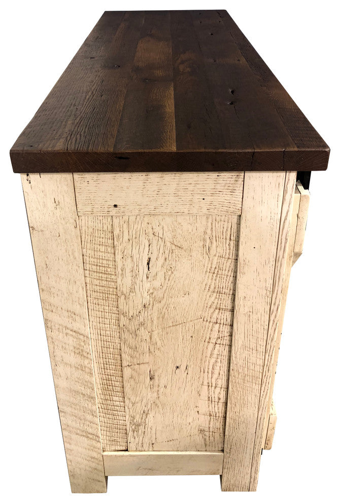 Reclaimed Wood Barn Door Server, Oak Wood, White Paint