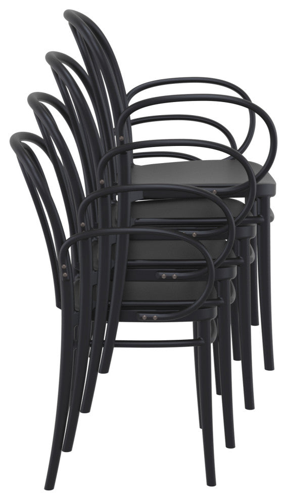 Victor XL Resin Outdoor Arm Chair Black, Set of 2
