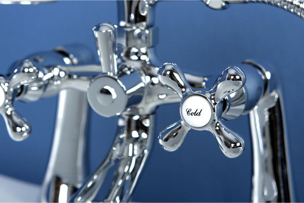 Kingston Brass Clawfoot Tub Faucet With Hand Shower, Polished Chrome