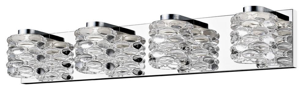 Dawson 4 Light Vanity, Chrome With Crystal Glass