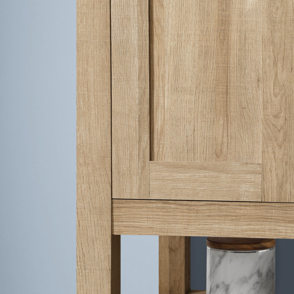 Ove Decors Vegas Single Sink Bathroom Vanity Set With Countertop, White, White Oak, 24"