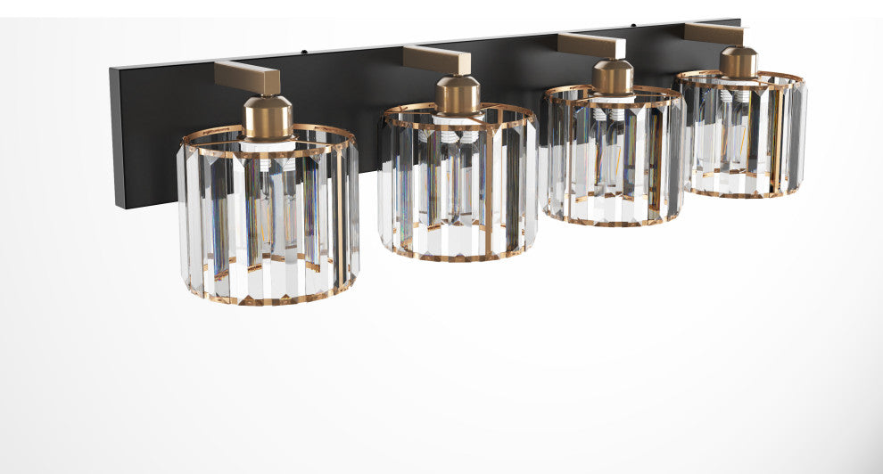 4-Lights Antique Unique Seeded Glass Shade Exquisite Wall Sconces Vanity Light