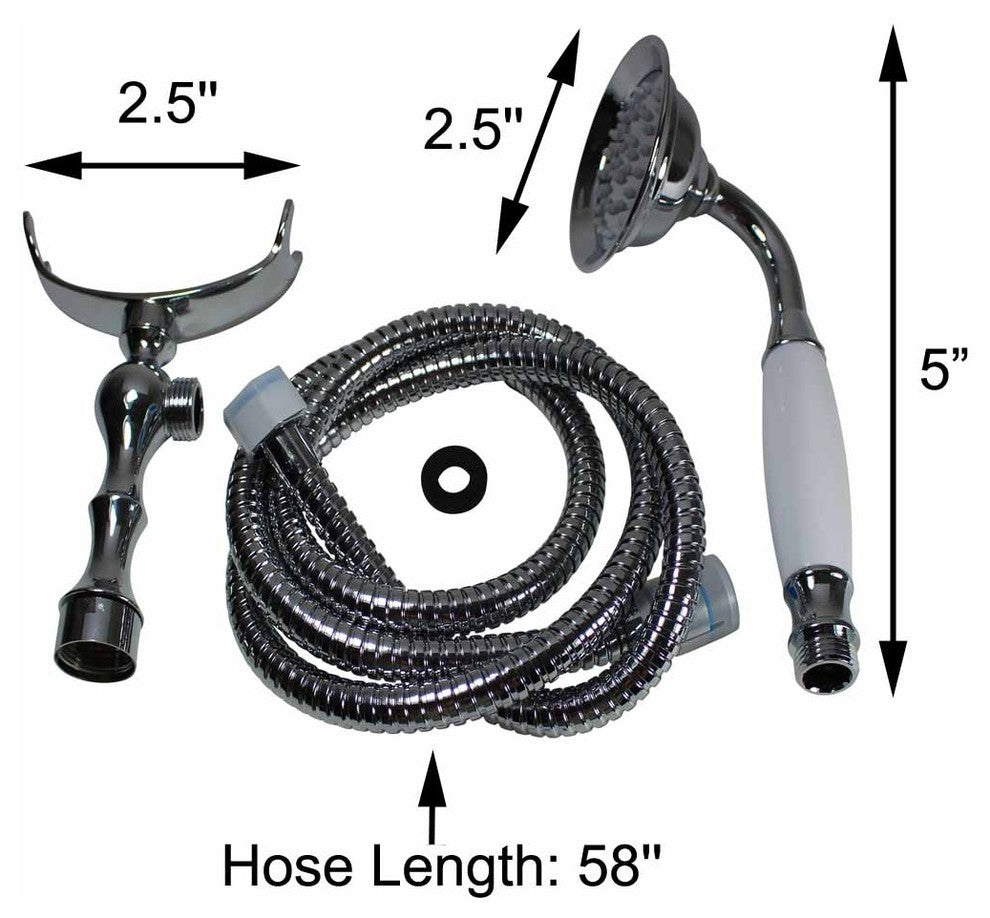 Handheld Telephone Shower Head Set With 58in Flex Hose Chrome