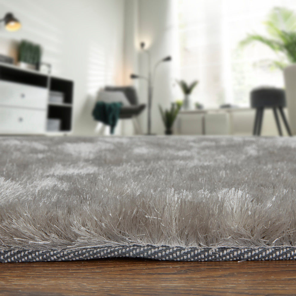 Weave & Wander Melba Plush Shag Rug, Platinum, 2'x3'4"