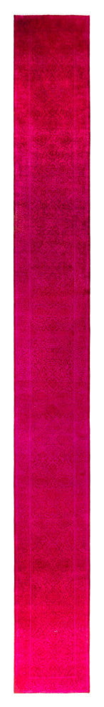 Overdyed One-of-a-Kind Hand-Knotted Area Rug Pink, 2' 6" x 23' 10"