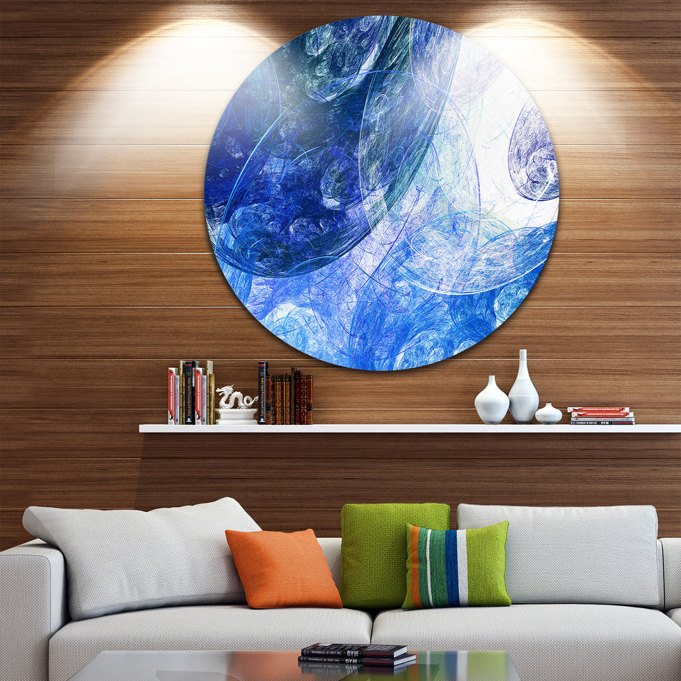 Light Blue Swirling Clouds, Abstract Digital Disc Metal Wall Art, 23"