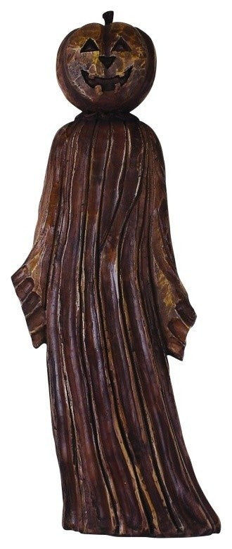 Antique-Style Pumpkin Head Figurine, Jack O Lantern Ghost Decor