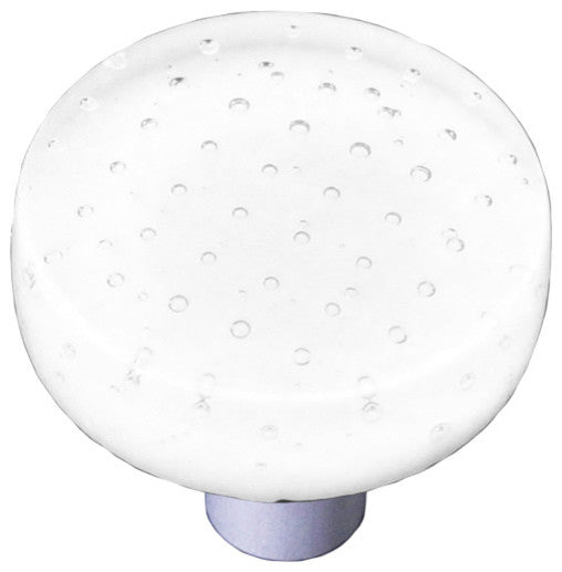 Bubbles White, Knob Round, Alum Post