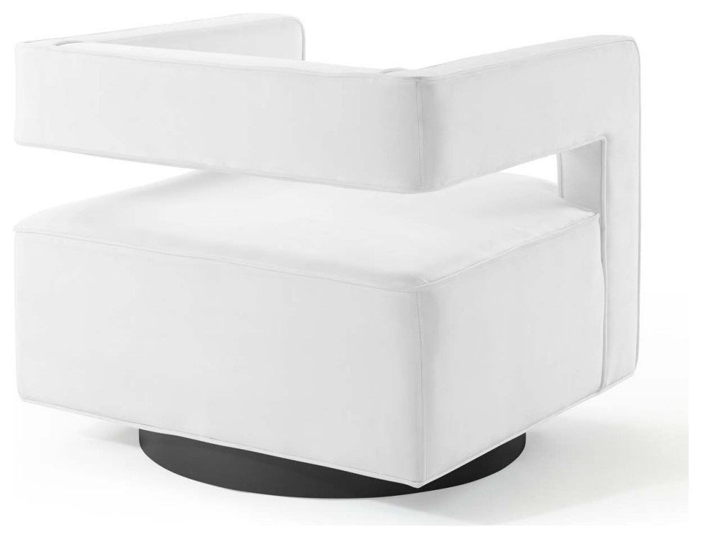 Booth Performance Velvet Swivel Armchair - White