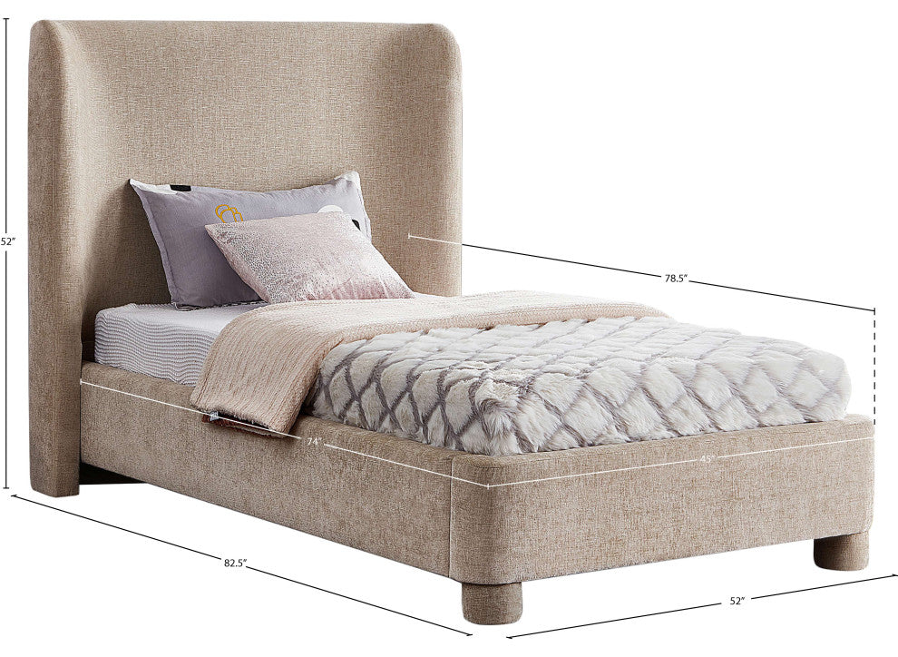 Penny Bed, Beige, Twin, Chenille Fabric