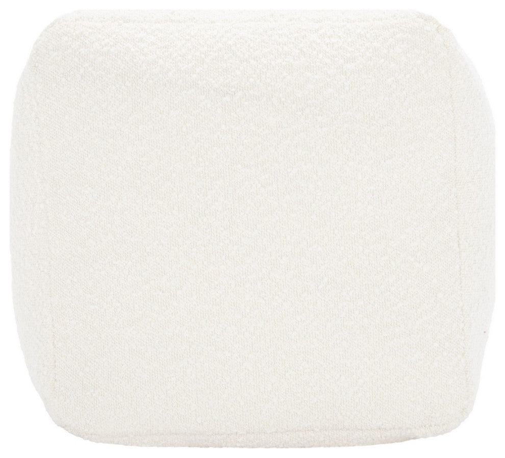 Safavieh Couture Samuels Boucle Pouf, Ivory
