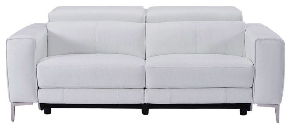 Divani Casa Chignik Modern White Leather Sofa With 2 Recliners