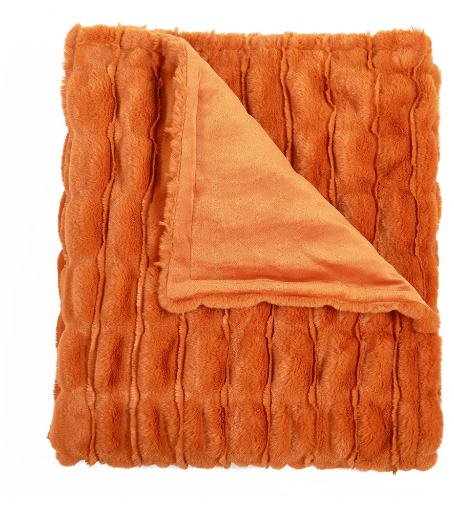 Stretchy Solid Color Faux Fur Throw