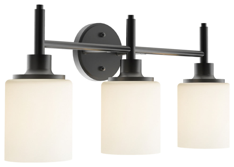 Grady 3-Light Matte Black Finish White Glass Shade Vanity Light