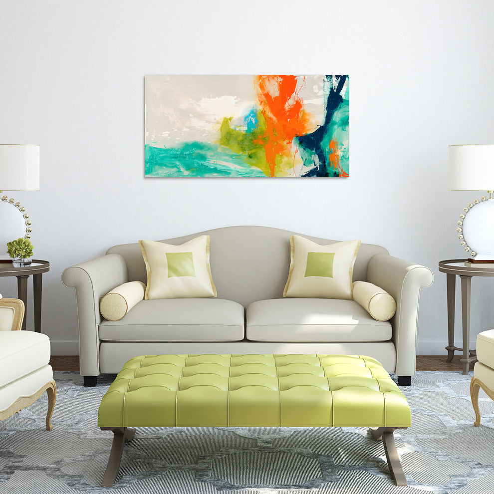 "Tidal Abstract 1" Frameless Free Floating Tempered Glass Wall Art