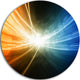 Glowing Blue Yellow Lines, Abstract Digital Art Round Wall Art, 38"