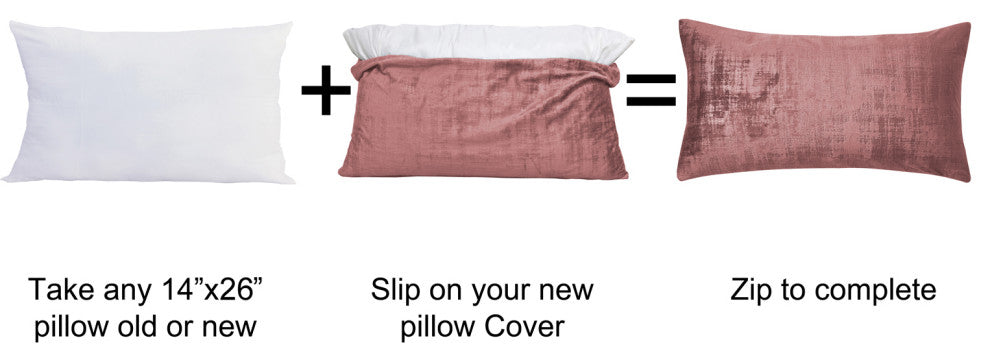 Velvet 2 Piece Lumbar Pillow Cover Set, Withered Rose, 2 Piece, 14"x26"