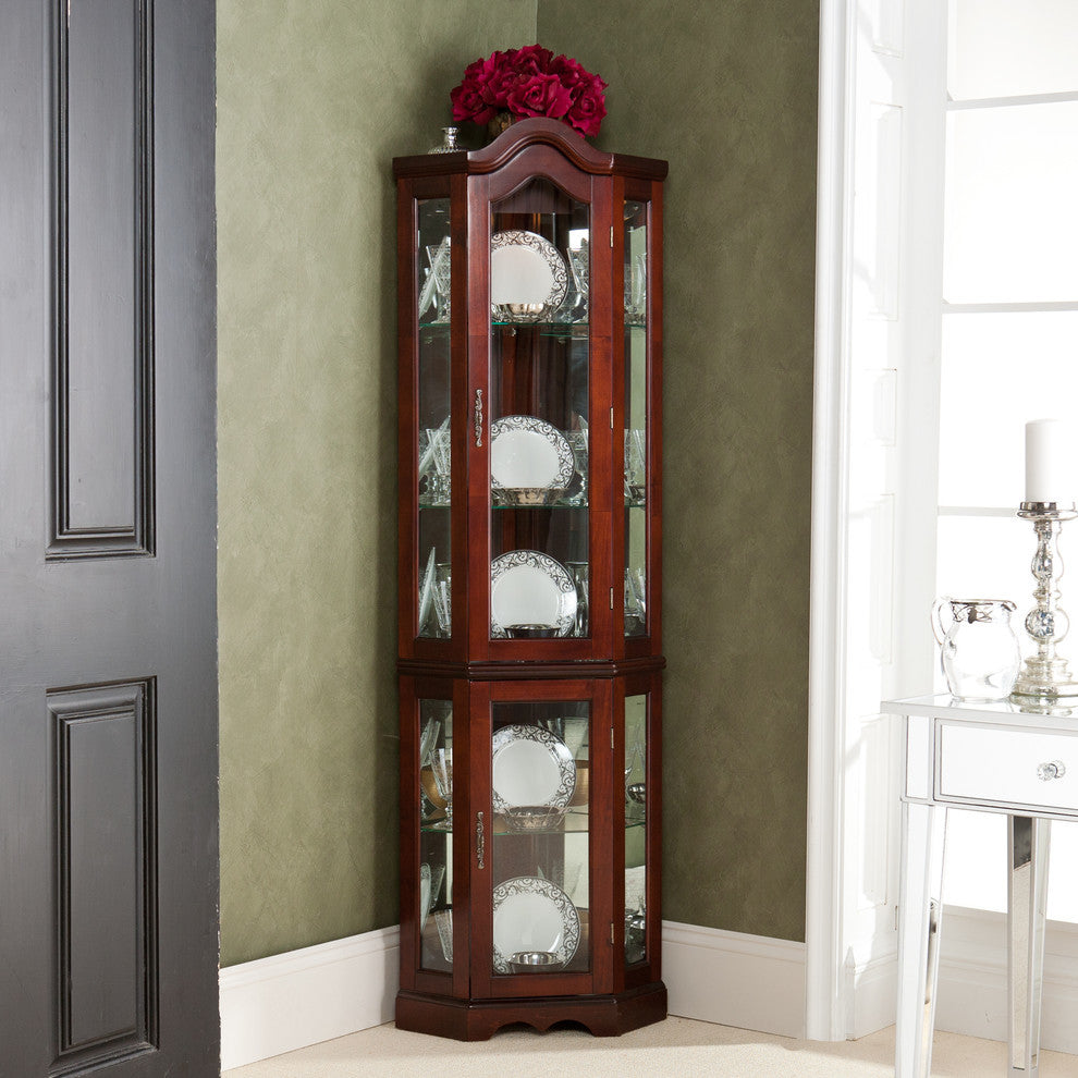 Diane Lighted Corner Curio Cabinet