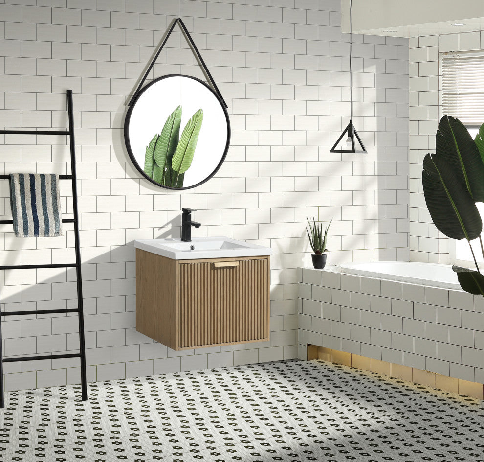 Ari Kitchen and Bath San Diego Bath Vanity, Oak, 24", Floating