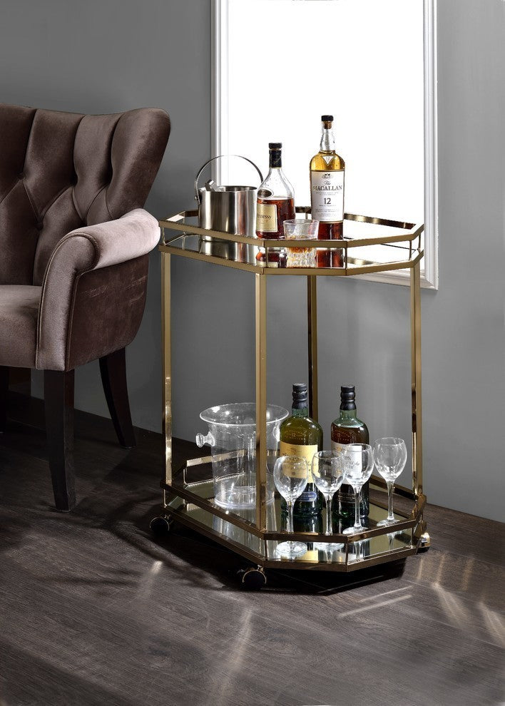 Acme Lacole Serving Cart, Mirror and Champagne