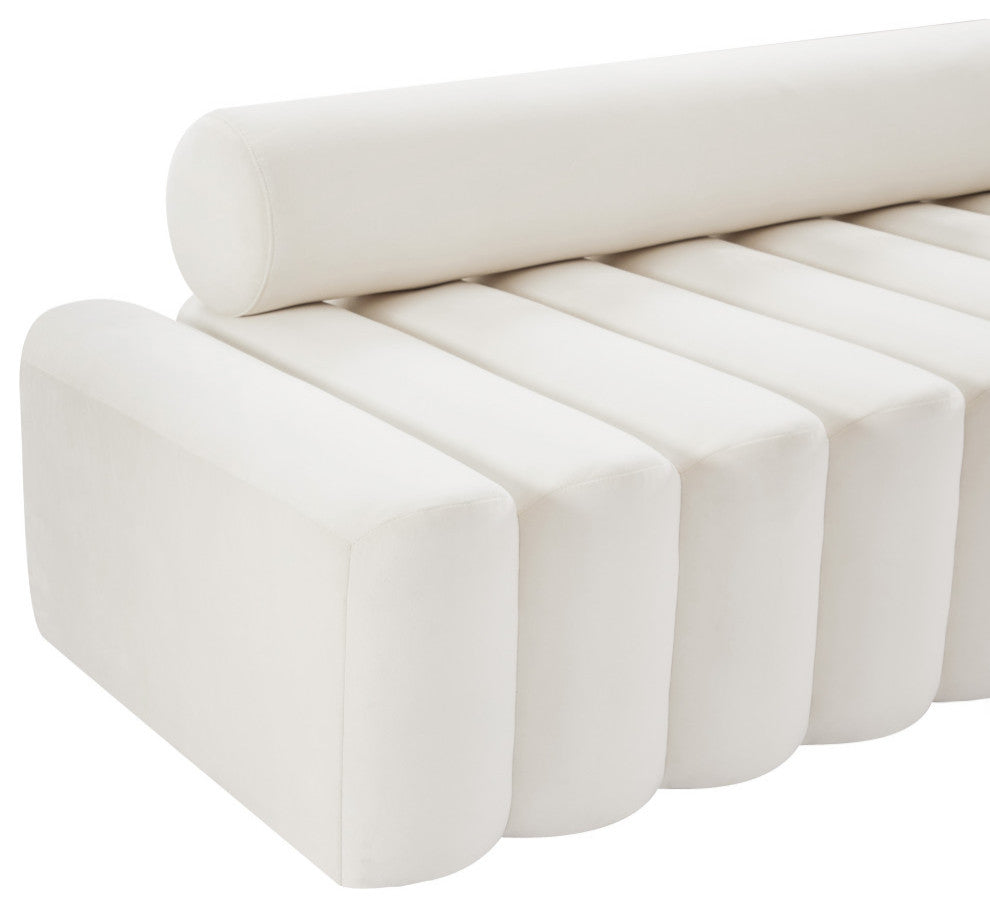 Melody Velvet Upholstered Chair, Cream, Loveseat