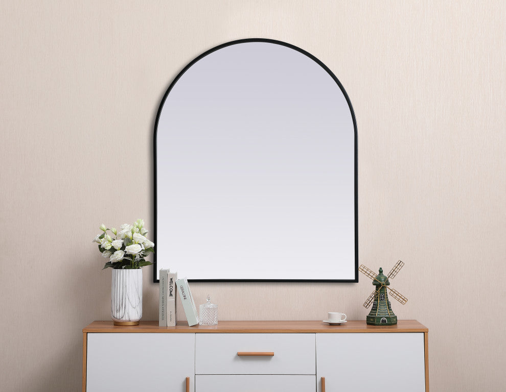 Metal Frame Arch Mirror 30X36 Inch, Black