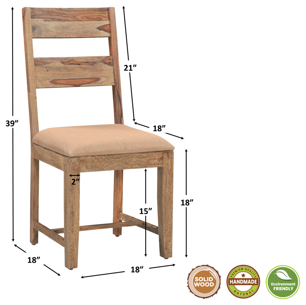 Damian 7-piece Upholstered Live Edge Solid Wood Dining Set, Brown