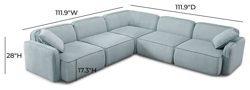 Travie Modular L-Sectional, Light Green