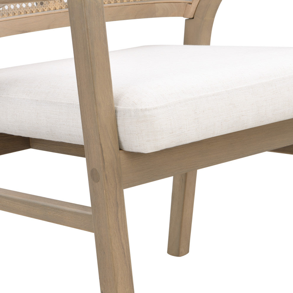 GDF Studio Wooden Frame Dining Chair With Cane Back, Light Ash + Beige, Set of 2