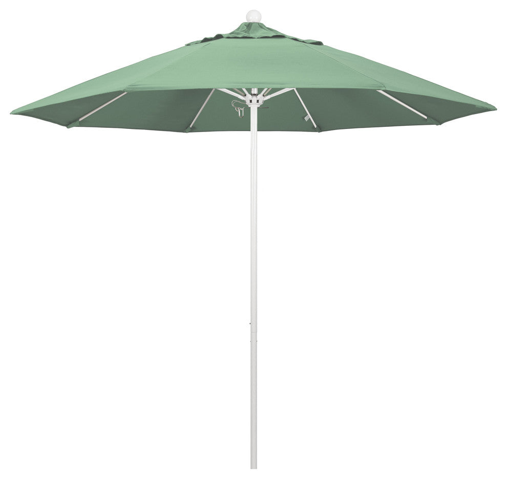 9' Matted White Push Lift Fiberglass Rib Aluminum Umbrella, Pacifica, Spa