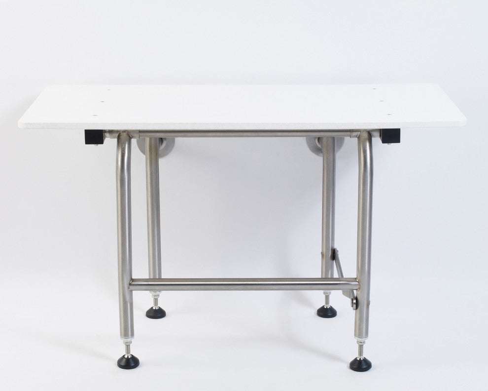 Rectangular Folding Shower Seat, White HDP, 24", Legs
