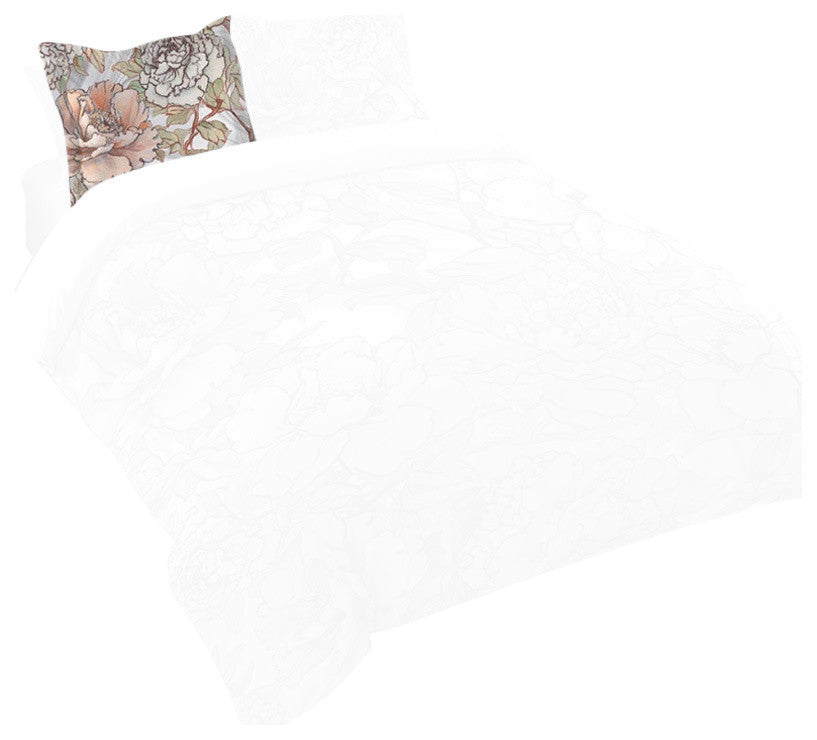 Laural Home Blushing Pale Pink Peonies Standard Duvet Sham