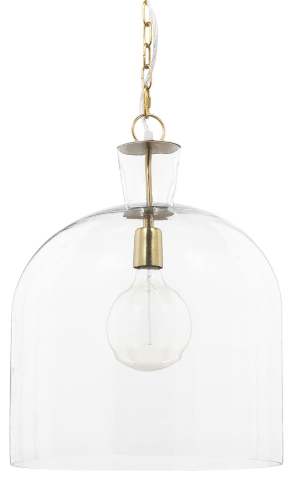 Sadah Large Clear Blown Glass w/ Gold Metal Pendant Light