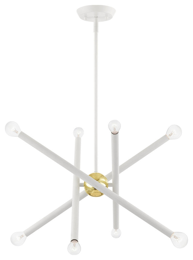 Livex Lighting Soho 8 Light White With Polished Brass Accents Chandelier