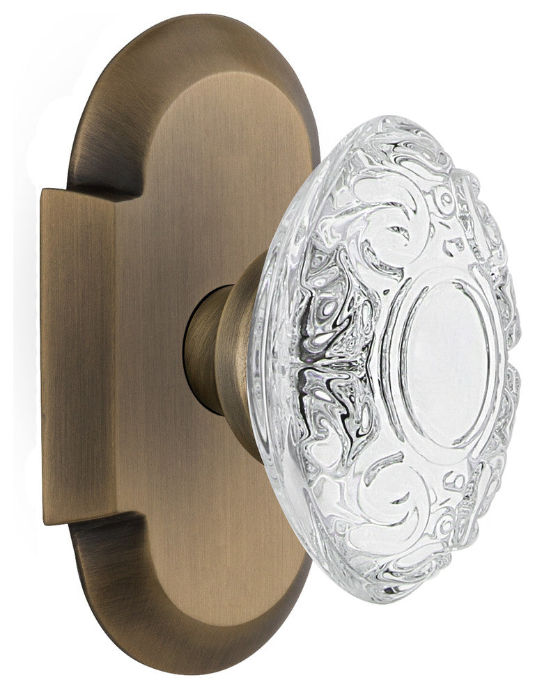 Cottage Plate Double Dummy Crystal Victorian Knob, Antique Brass, COTCVI